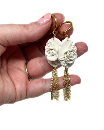 Solstice Floral Dangles - Winter White