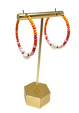 Sunset & Pearl Beaded Hoops
