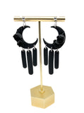 Floral Moon Dangles All Black