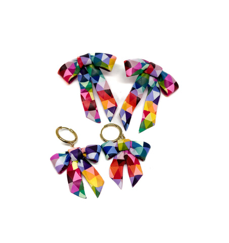 Bow Earrings - Rainbow Prism