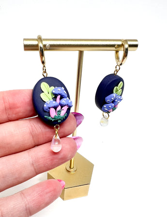 Periwinkle Mushroom Bead Huggies