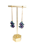 Double Butterfly Dangles - Blue/Purple Ombré