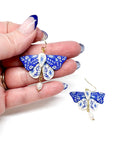 Flora Moth Dangles Blue & Cream