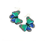 Butterfly Dangles:  Blue Green Ombre