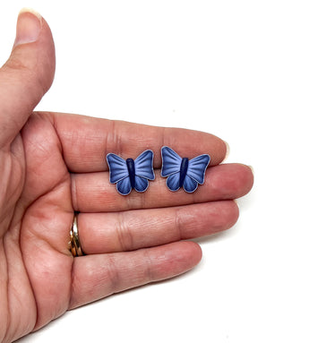 Butterfly Studs - Dusty Blue
