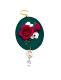 Green Oval Floral Christmas Ornament with Crystals PRE ORDER