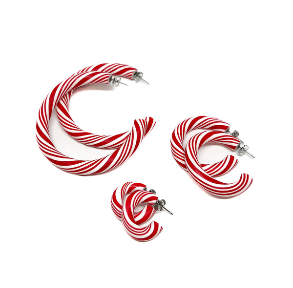 Peppermint Candy Cane Hoops