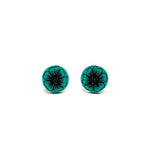 Black and Turquoise Flower Studs