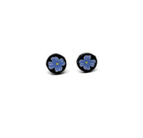 Blue on Black Flower Studs