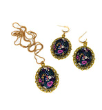 Gold-Framed Dangles - Floral Dreams