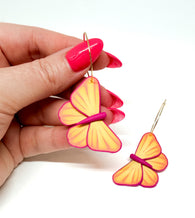 Butterfly Dangles:  Yellow/Pink