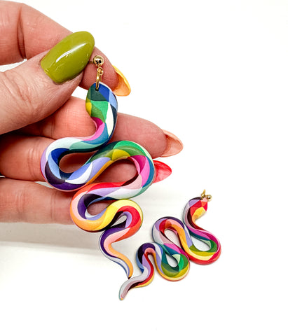 Anya Snake Earrings - Rainbow Prism