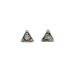 Resin Studs - Silver Glitter Triangle