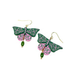 Flora Moth Dangles Pink & Green