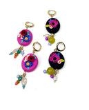 Beaded Floral Dangles Navy