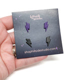 Lightning Bolt Stud Earring Set - Purple and Black. LIBERTY GIRLS SOCCER FUNDRAISER