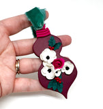 Burgundy Floral Christmas Ornament