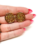 Resin Studs - Gold Glitter