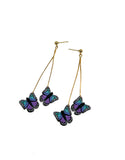 Double Butterfly Dangles - Blue/Purple Ombré