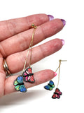 Colorful Double Butterfly Dangles