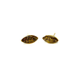 Resin Studs - Gold Glitter Marquise Frame