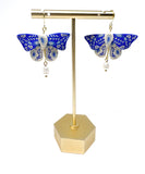 Flora Moth Dangles Blue & Cream