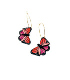 Butterfly Dangles: Pink Orange Ombre