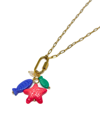 Colorful  Mermaid Charm Necklace
