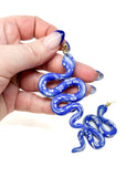 Anya Snake Earrings - Flora Blue & Cream