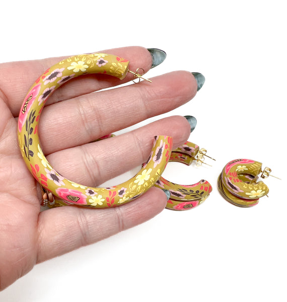 Becca Hoops - Mustard Autumn Floral