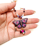 Autumn Floral Moth Necklace