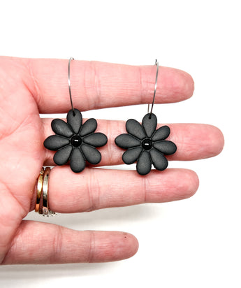 Black Daisy Dangles