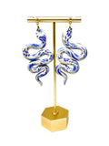 Anya Snake Earrings - Flora Blue & Cream