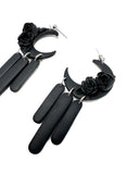 Floral Moon Dangles All Black