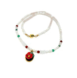Floral Pendant & Pearl Beaded Necklace