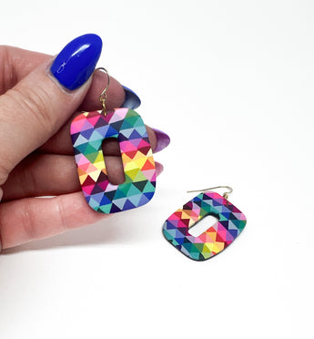 Rainbow Prism Organic Oval Dangles