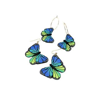 Butterfly Dangles:  Blue Green Ombre