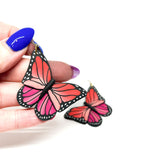 Butterfly Dangles:  Pink Orange Ombre