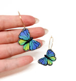Butterfly Dangles: Blue Green Ombre