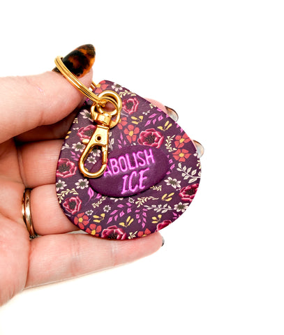 Abolish ICE Keychain - Wine Floral