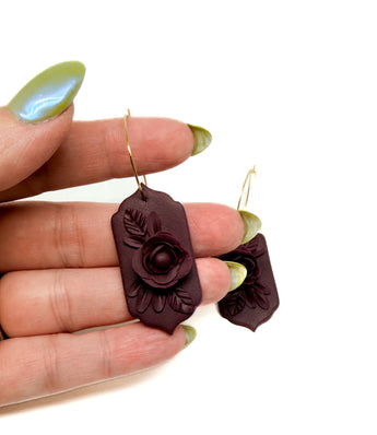 Lilith Floral Dangles - Burgundy