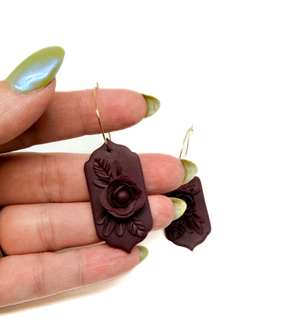 Lilith Floral Dangles - Burgundy