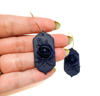Lilith Floral Dangles - Navy