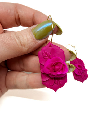 Lilith Floral Dangles - Fuchsia