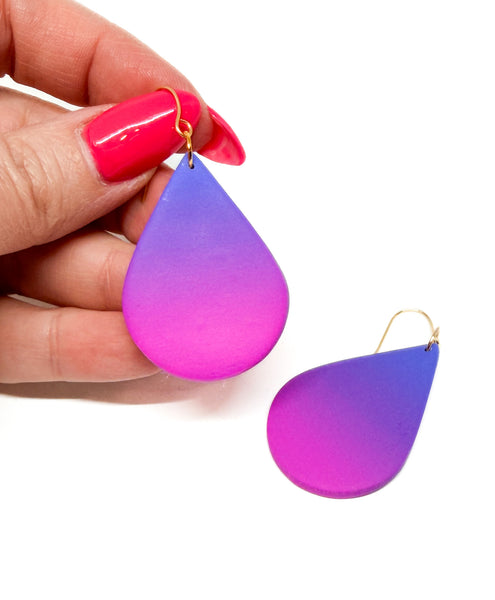 Teardrop Dangles - Pink/Blue Ombre