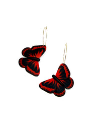 Butterfly Dangles:  Black/Red Ombre