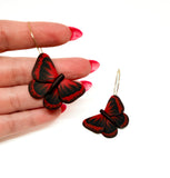 Butterfly Dangles:  Black/Red Ombre