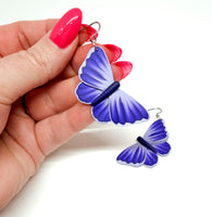 Butterfly Dangles:  Blue/Purple Ombre