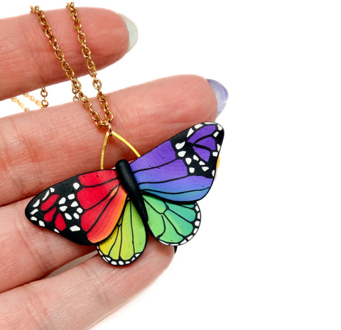 Rainbow Butterfly Necklace v.2