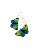 Butterfly Dangles: Blue Green Yellow Ombre